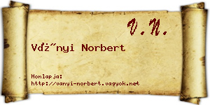 Ványi Norbert névjegykártya